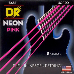 DR NPB5-40 - HI-DEF NEON™ струны для 5-струнной бас- гитары, с люминесцентным покрытием, розовые 40 - 120
