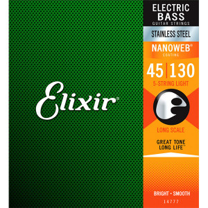 Струны для бас-гитары Elixir 14777 Nanoweb Stainless Steel Light 45-130