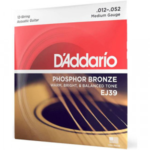 D'addario EJ39 - струны для 12 струнной акустической гитары (12-52) фосфористая бронза