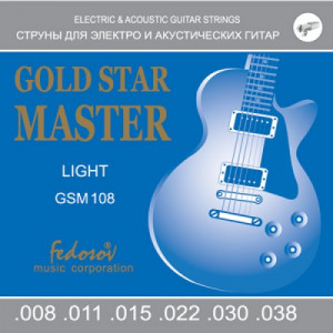 Fedosov GSM108 Gold Star Master Light комплект струн для электрогитары (8-38)
