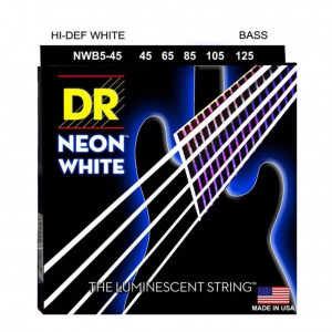 DR NWB5-45 HI-DEF NEON WHITE струны для бас-гитары 45-125 с люминисцентным покрытием