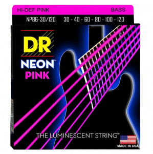 DR NPB6-30/120 - HI-DEF NEON™ струны для 6-струнной бас- гитары, с люминесцентным покрытием, розовые 30 - 120