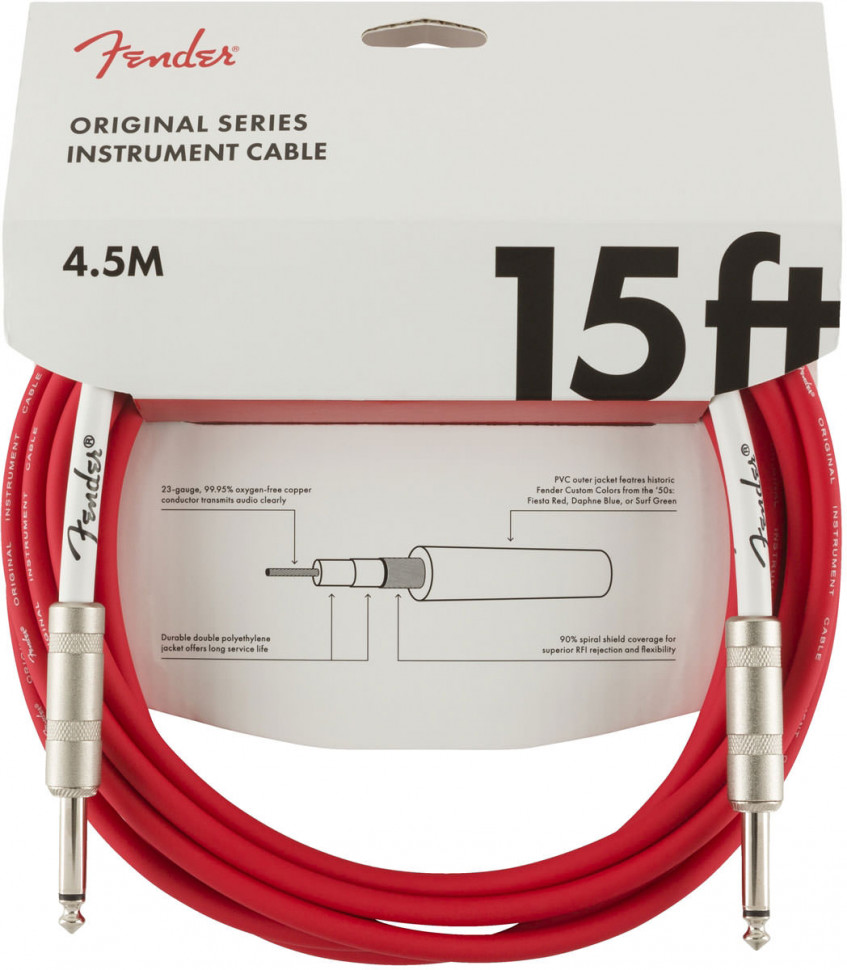 Fender 15' OR INST Cable FRD Fiesta Red кабель инструментальный 4,5 м