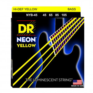 DR NYB-45 HI-DEF NEON YELLOW струны для бас-гитары 45-105 с люминисцентным покрытием
