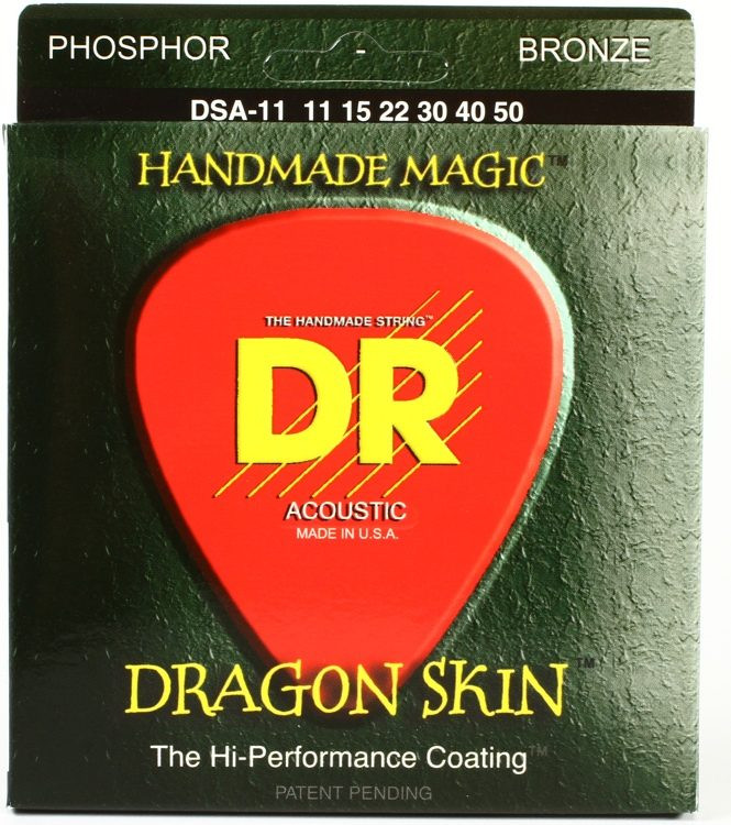 DR Strings DSA-11 Dragon Skin Clear Coated Acoustic 11-50 струны для акустической гитары купить в интернет магазине в Москве, цены