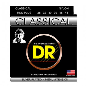 DR RNS-PLUS CLASSICAL NYLON нейлоновые струны для классической гитары, посеребрёные, среднее натяжение