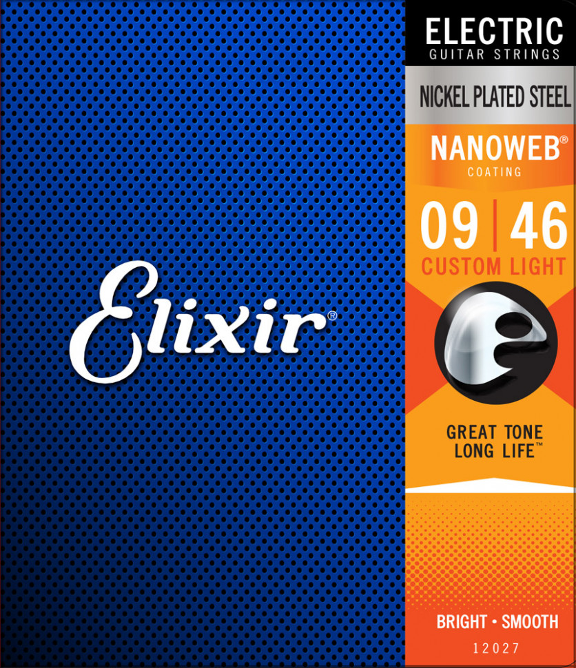 Струны для электрогитары Elixir 12027 Nanoweb Nickel Custom Light 9-46