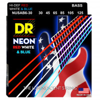 DR NUSAB6-30 HI-DEF NEON™ - струны для 6-струнной бас- гитары, с люминесцентным покрытием, в палитре цветов американского флага, 30 - 125