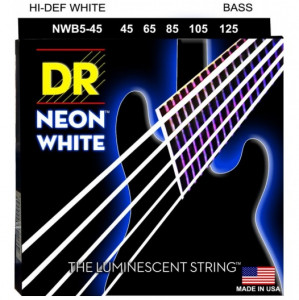 DR NWB5-130 - HI-DEF NEON™ струны для 5-струнной бас- гитары, с люминесцентным покрытием, белые 45 - 130