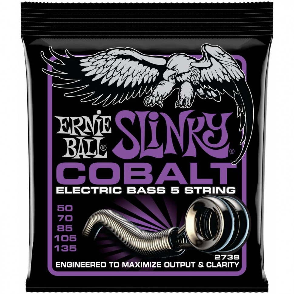 Ernie Ball 2738 Cobalt Bass Power Slinky струны для 5-струнной бас-гитары (50-135)