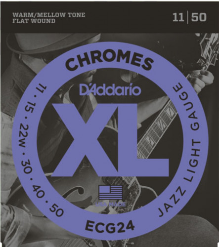 Струны для электрогитары D'Addario ECG24 Chromes Flat Wound Jazz Light 11-50
