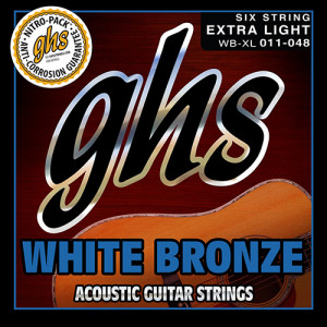 GHS WB-XL White Bronze струны для акустической гитары, 11-48