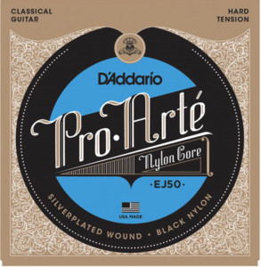 Струны для классической гитары D'Addario EJ50 Pro-Arte Black Nylon Hard Tension