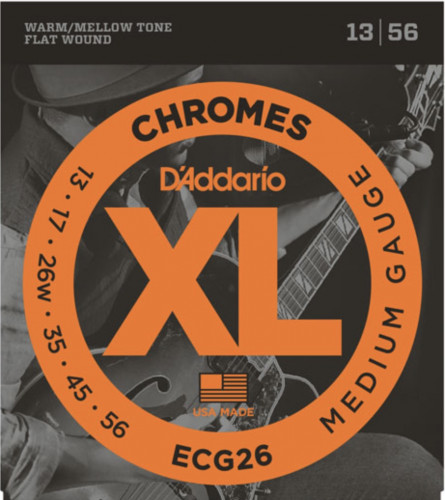 Струны для электрогитары D'Addario ECG26 Chromes Flat Wound Medium 13-56