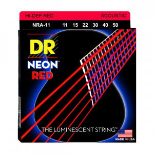 DR NRA-11 HI-DEF NEON RED 11-50 струны для акустической гитары с люминисцентным покрытием