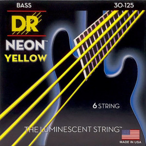 DR NYB6-30 - HI-DEF NEON™ струны для 6-струнной бас- гитары, с люминесцентным покрытием, жёлтые 30 - 125