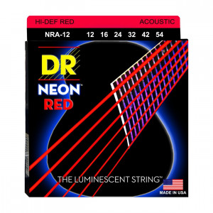 DR NRA-12 HI-DEF NEON RED 12-54 струны для акустической гитары с люминисцентным покрытием