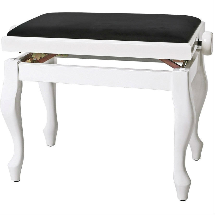 Gewa Piano Bench Deluxe Classic White Highgloss банкетка белая глянцевая гнутые ножки верх черный