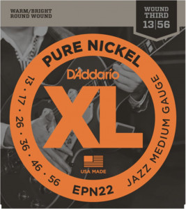 Струны для электрогитары D'Addario EPN22 Pure Nickel Jazz Medium 13-56