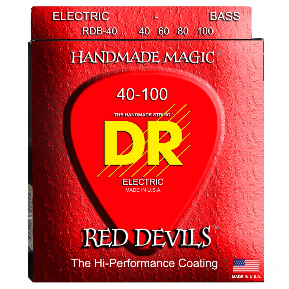DR RDB-40 - RED DEVILS™ - струны для 4-струнной бас- гитары, с покрытием, красные 40 - 100