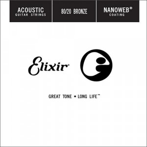 Elixir 15126 Nanoweb Отдельная струна для акустической гитары, бронза 80/20, .026
