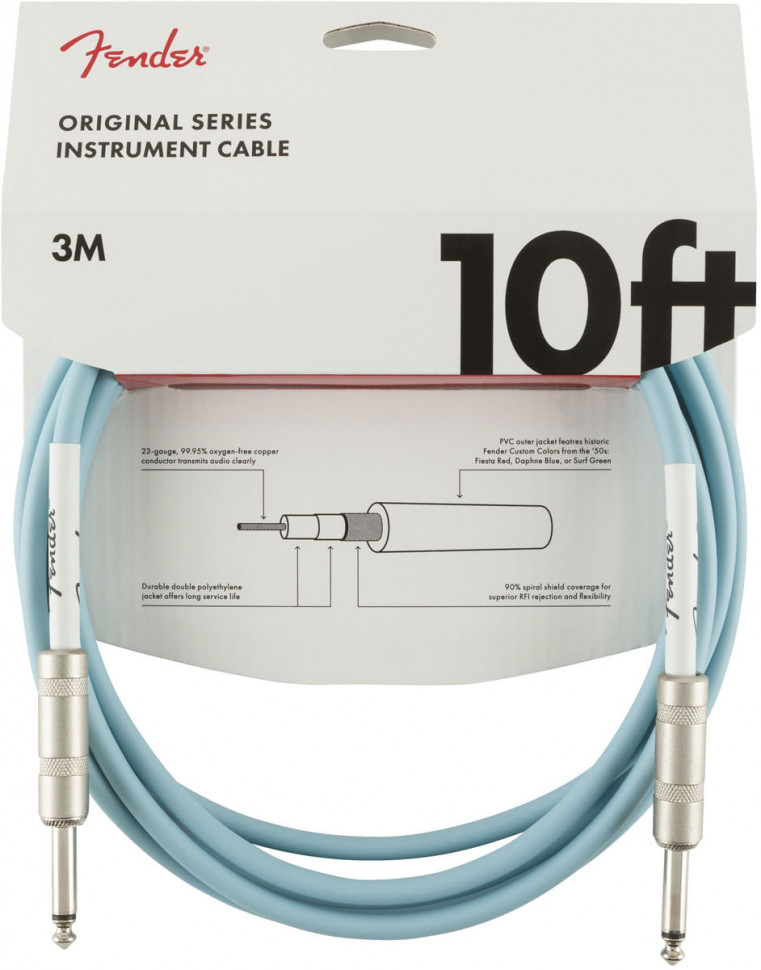 Fender 10' OR INST Cable DBL Daphne Blue кабель инструментальный 3 м