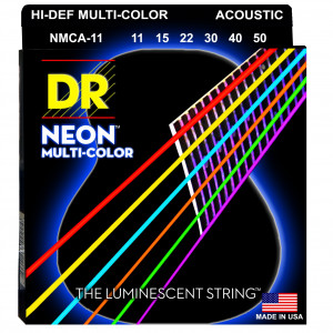DR NMCA-11 HI-DEF NEON™ струны для акустической гитары, с люминесцентным покрытием, разноцветные 11 - 50