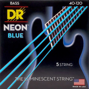 DR NBB5-40 - HI-DEF NEON™ струны для 5-струнной бас- гитары, с люминесцентным покрытием, синие 40 - 120