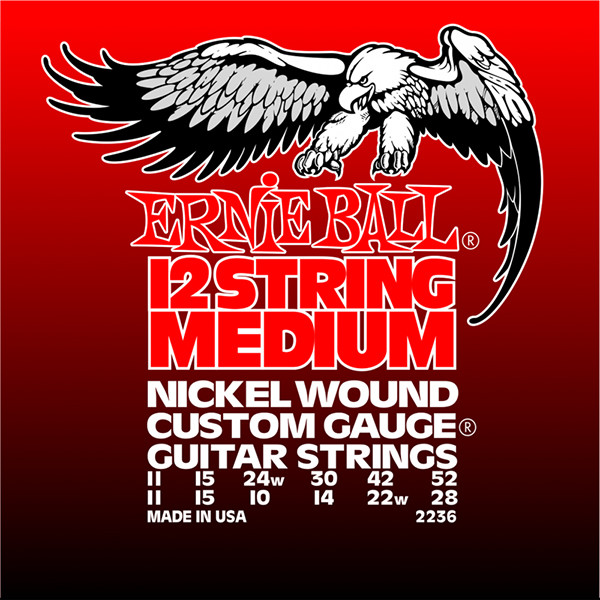 Ernie Ball 2236 комплект струн Nickel Wound Custom Gauge для 12-струнной электрогитары