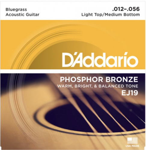 D'Addario EJ19 Phosphor Bronze Acoustic Bluegrass, 12-56 струны для акустической гитары