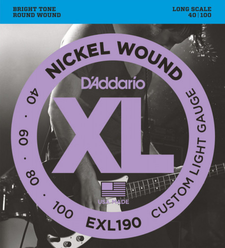Струны для бас-гитары D'Addario EXL190XL Custom Light Nickel Wound 40-100