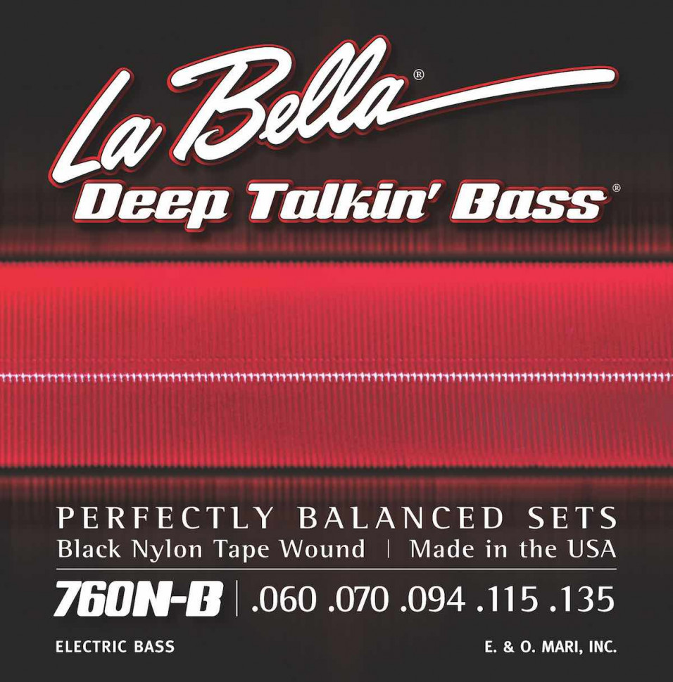 ​Струны для бас-гитары La Bella 760N-B Black Nylon Tape Wound​ 60-135