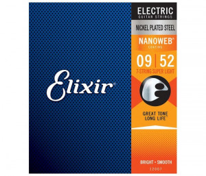 ​Струны для электрогитары Elixir 12007 Nanoweb Super Light 7-string 9-52