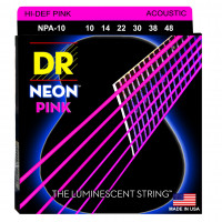 DR NPA-10 HI-DEF NEON™ струны для акустической гитары, с люминесцентным покрытием, розовые 10 - 48