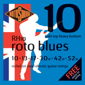 Rotosound RH10 Roto Blues Nickel Light Top/Heavy Bottom струны для электрогитары 10-52