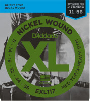 Струны для электрогитары D'Addario EXL117 Medium Top Extra-Heavy Bottom Nickel Wound 11-56