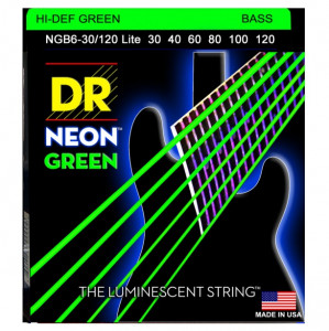 DR NGB6-30/120 - HI-DEF NEON™ струны для 6-струнной бас- гитары, с люминесцентным покрытием, зелёные 30 - 120