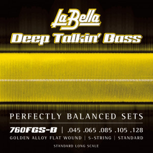 La Bella 760FGS-B Gold Flats комплект струн для 5-струнной бас-гитары (45-128)