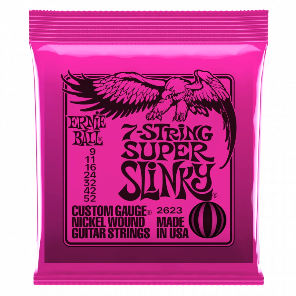 Струны для электрогитары Ernie Ball 2623 Super Slinky 7-string 9-52