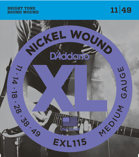 Струны для электрогитары D'Addario EXL115 Medium Blues-Jazz Rock Nickel Wound 11-49