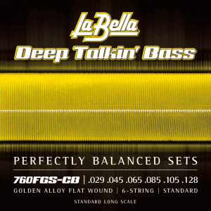 La Bella 760FGS-CB Gold Flats комплект струн для 6-струнной бас-гитары (29-128)
