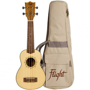 Flight DUS320 SP/ZEB укулеле, сопрано, цвет натуральный, чехол в комплекте
