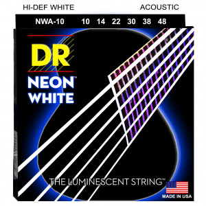 DR NWA-10 HI-DEF NEON™ струны для акустической гитары, с люминесцентным покрытием, белые 10 - 48