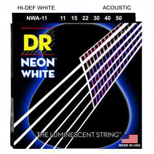DR NWA-11 HI-DEF NEON™ струны для акустической гитары, с люминесцентным покрытием, белые 11 - 50