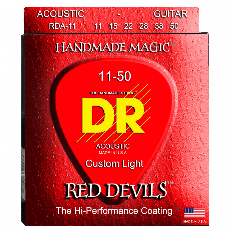 DR RDA-11 RED DEVILS™ струны для акустической гитары, красные 11 - 50