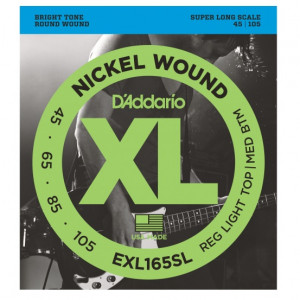 D'Addario EXL165SL струны для 4 струнной бас-гитары, никель, 45-105, Super Long Scale