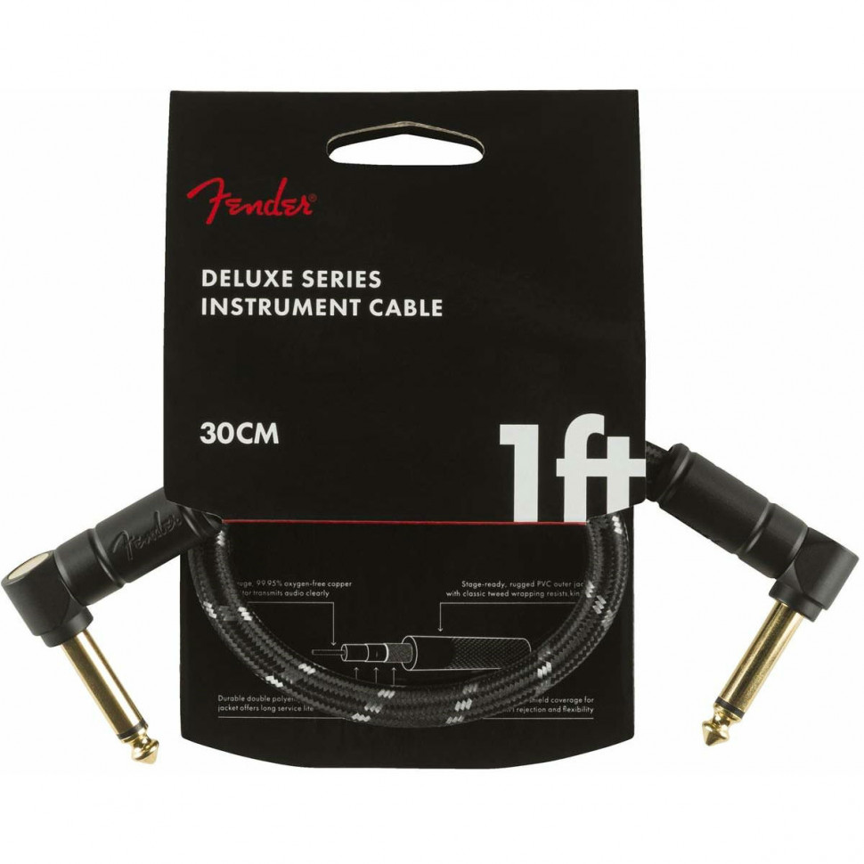 Fender Deluxe 1' Inst Cable BTD инструментальный кабель, черный твид 30 см