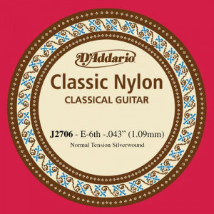 Одиночная струна для классической гитары D'Addario J2706 Nylon 6 E/ми