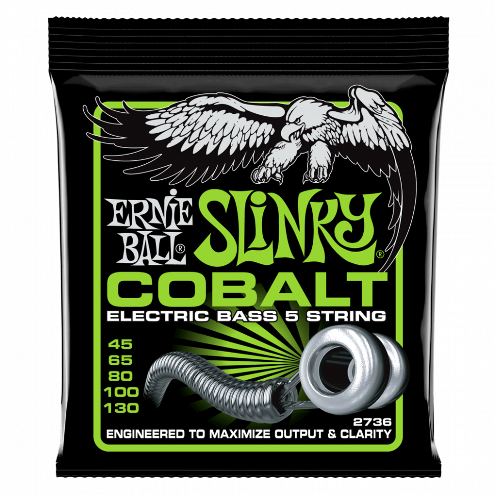 ​Струны для бас-гитары Ernie Ball 2736 45-130 Cobalt Slinky 5 струн