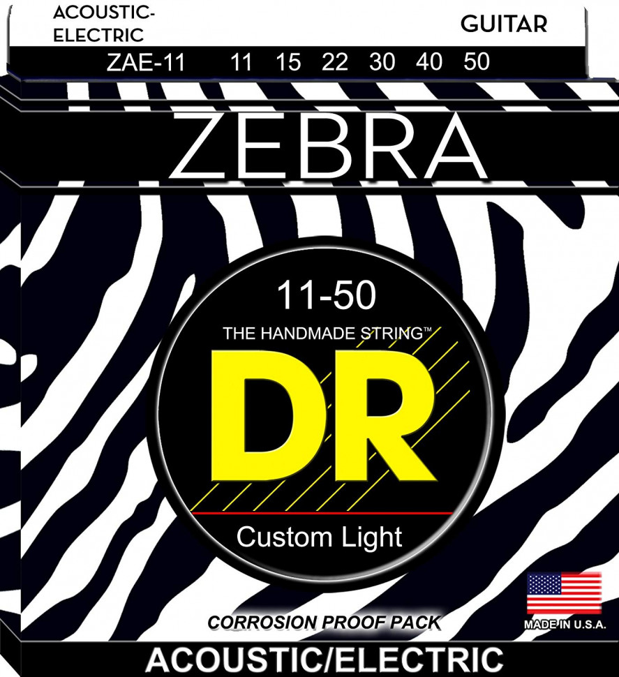 DR Strings ZAE-11 Zebra Acoustic-Electric 11-50 струны для электро и акустической гитары